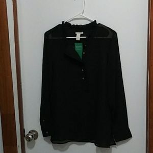 H&M Black sheer blouse